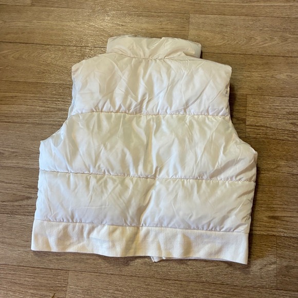 Sugarkiss Women Cream Quilted Puffer Vest Full Zip Sleeveless Jacket Large - Picture 2 of 3